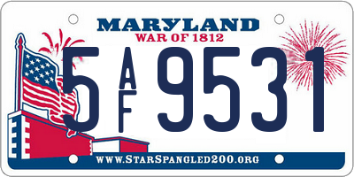 MD license plate 5AF9531