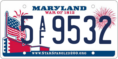 MD license plate 5AF9532