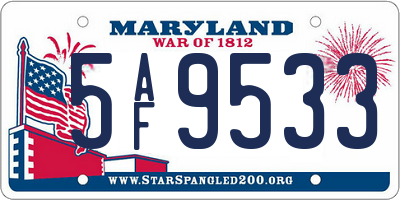 MD license plate 5AF9533
