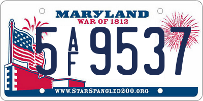 MD license plate 5AF9537