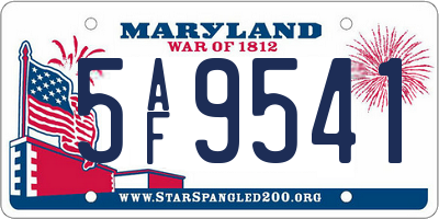 MD license plate 5AF9541