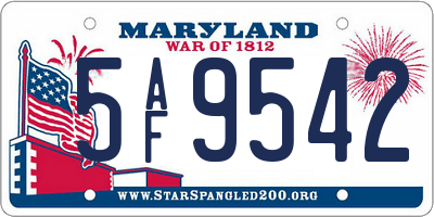 MD license plate 5AF9542
