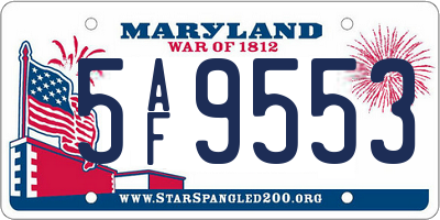MD license plate 5AF9553