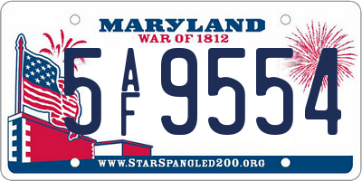 MD license plate 5AF9554