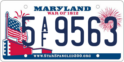 MD license plate 5AF9563