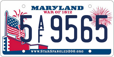 MD license plate 5AF9565