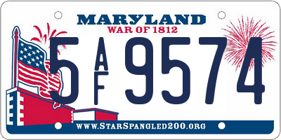 MD license plate 5AF9574