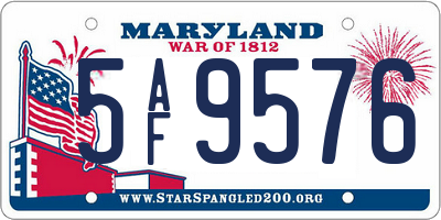 MD license plate 5AF9576