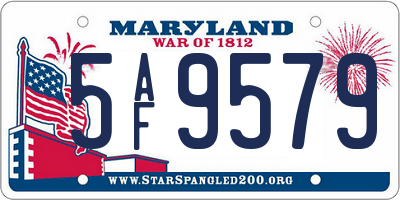 MD license plate 5AF9579
