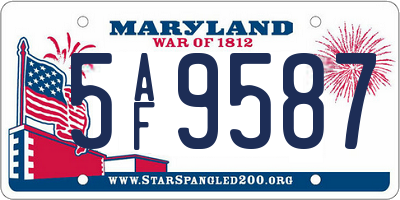 MD license plate 5AF9587