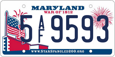 MD license plate 5AF9593