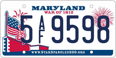 MD license plate 5AF9598