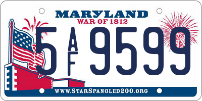 MD license plate 5AF9599