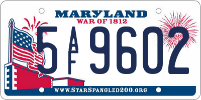 MD license plate 5AF9602