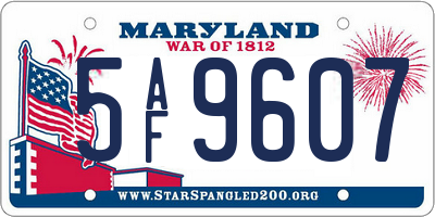 MD license plate 5AF9607