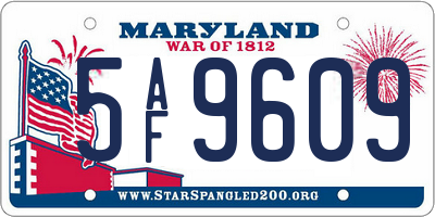 MD license plate 5AF9609
