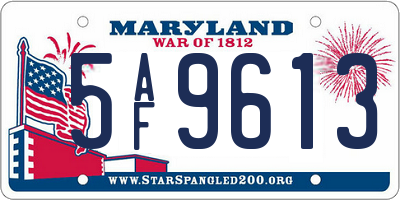 MD license plate 5AF9613