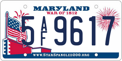 MD license plate 5AF9617