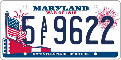 MD license plate 5AF9622