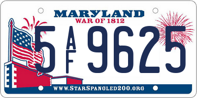 MD license plate 5AF9625