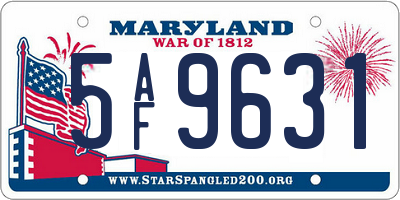 MD license plate 5AF9631