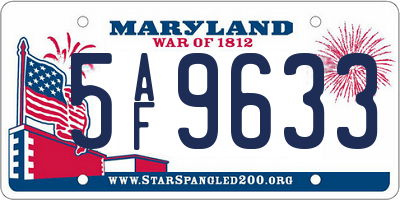 MD license plate 5AF9633