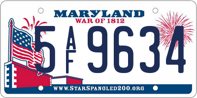 MD license plate 5AF9634