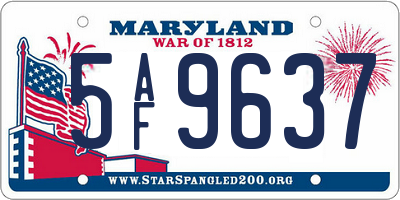 MD license plate 5AF9637