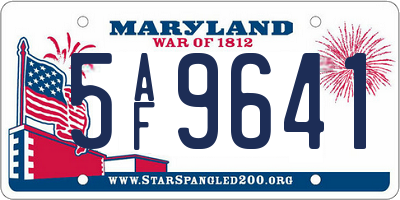 MD license plate 5AF9641
