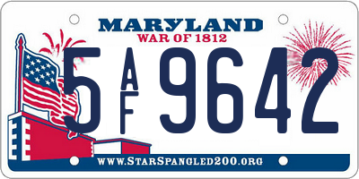 MD license plate 5AF9642