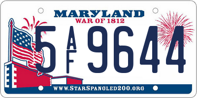 MD license plate 5AF9644