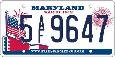 MD license plate 5AF9647