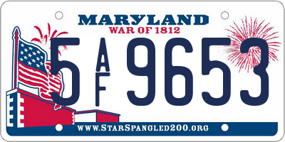 MD license plate 5AF9653