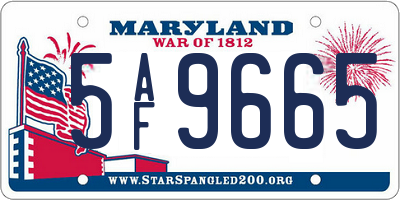 MD license plate 5AF9665