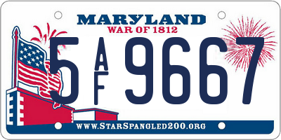 MD license plate 5AF9667