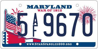 MD license plate 5AF9670