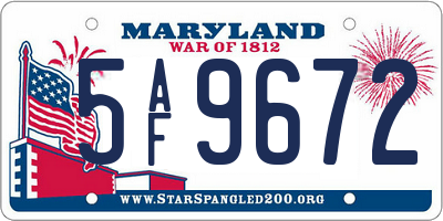 MD license plate 5AF9672