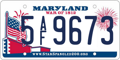 MD license plate 5AF9673