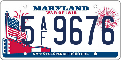 MD license plate 5AF9676