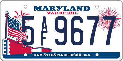 MD license plate 5AF9677