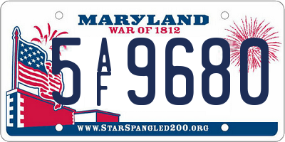 MD license plate 5AF9680