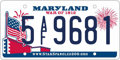MD license plate 5AF9681