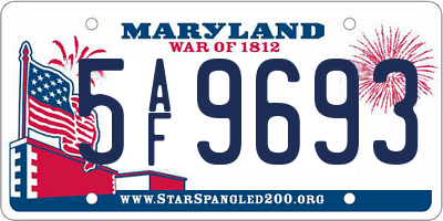 MD license plate 5AF9693