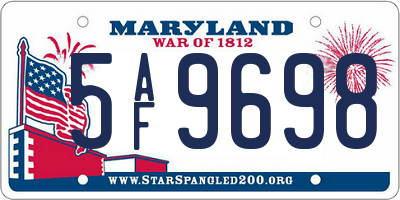 MD license plate 5AF9698