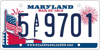 MD license plate 5AF9701