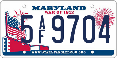 MD license plate 5AF9704