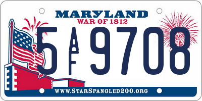 MD license plate 5AF9708