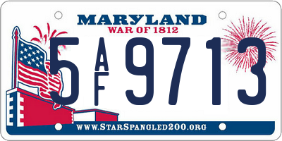 MD license plate 5AF9713