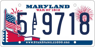 MD license plate 5AF9718