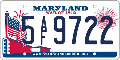 MD license plate 5AF9722